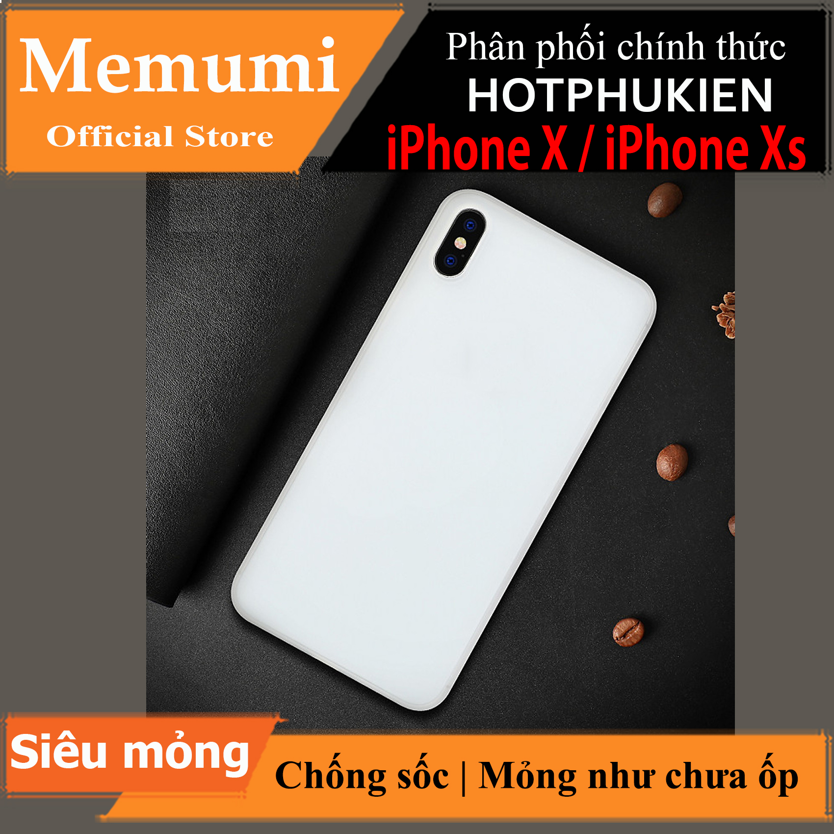 Ốp lưng nhám siêu mỏng 0.3mm cho iPhone X / XS hiệu Memumi có gờ bảo vệ camera - Hàng nhập khẩu