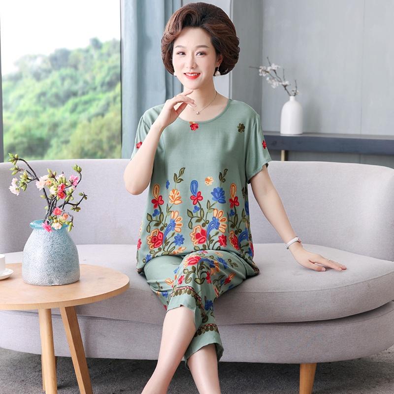 Bộ quần áo mặc nhà cho mẹ chất lanh đũi không nhăn