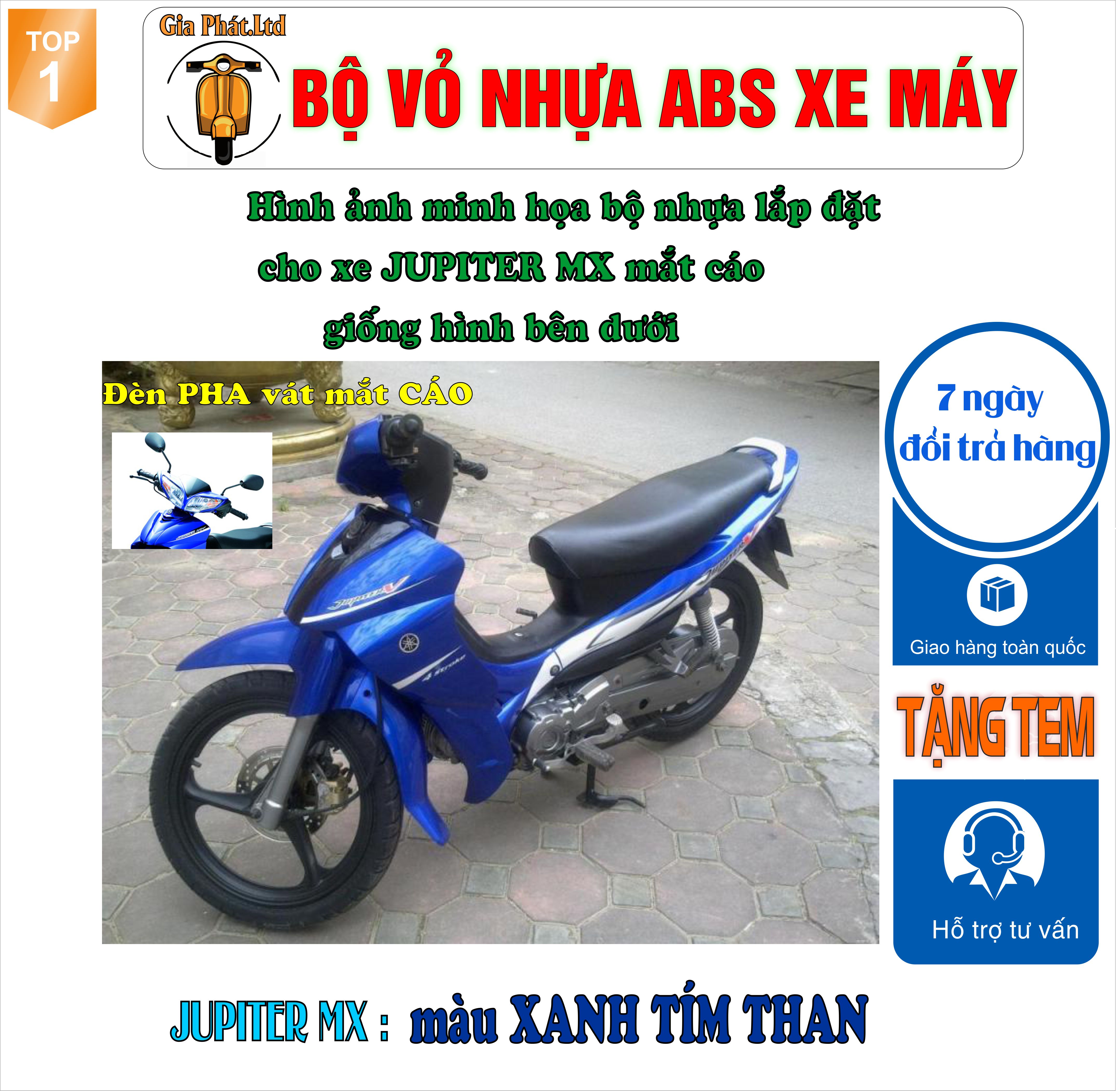 [tặng tem] Bộ dàn áo xe Jupiter MX màu XANH TÍM THAN  nhựa ABS nguyên sinh cao cấp- TKB-667 (8276)