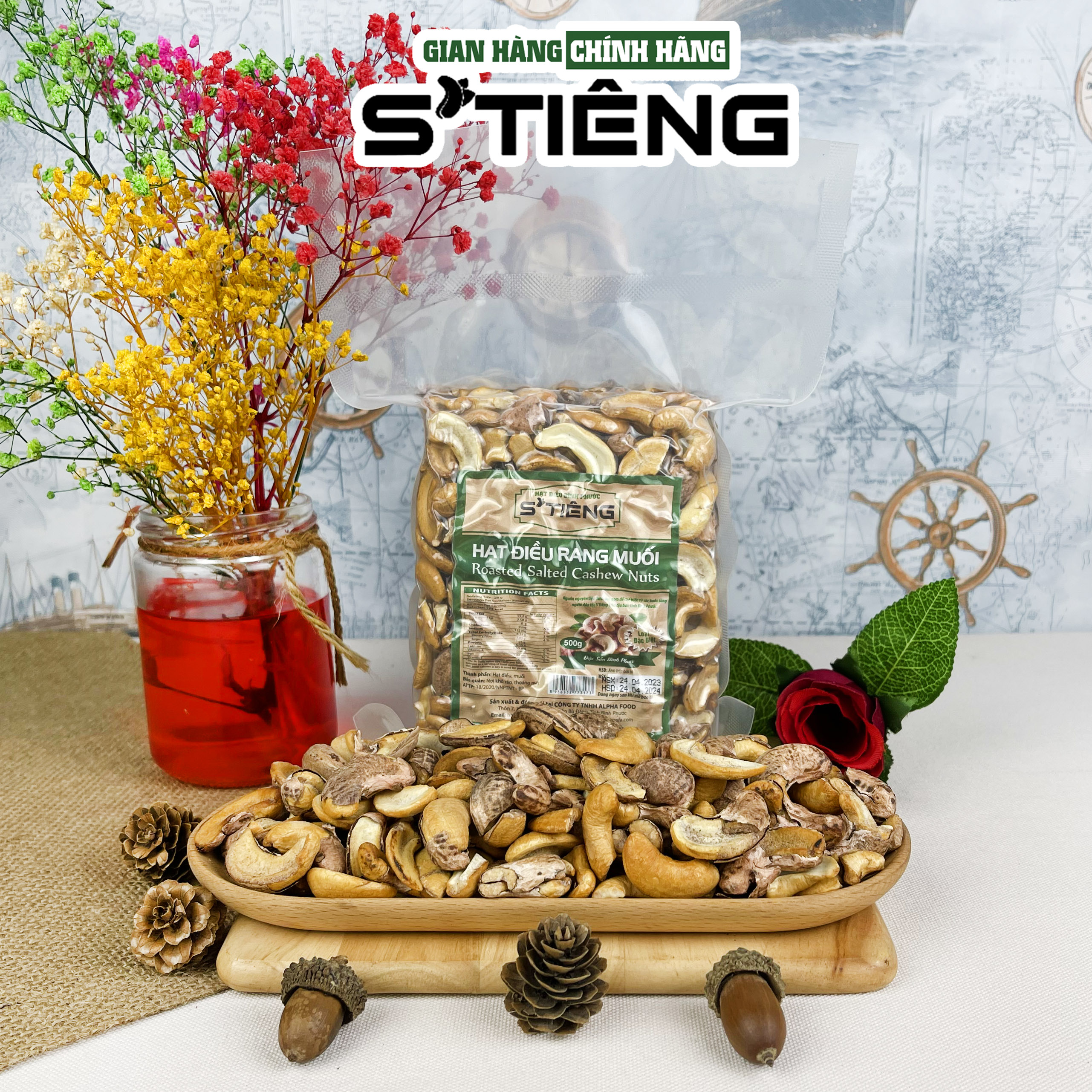 500Gr Hạt Điều Rang Muối S'TIÊNG Loại Bể Còn Vỏ Lụa