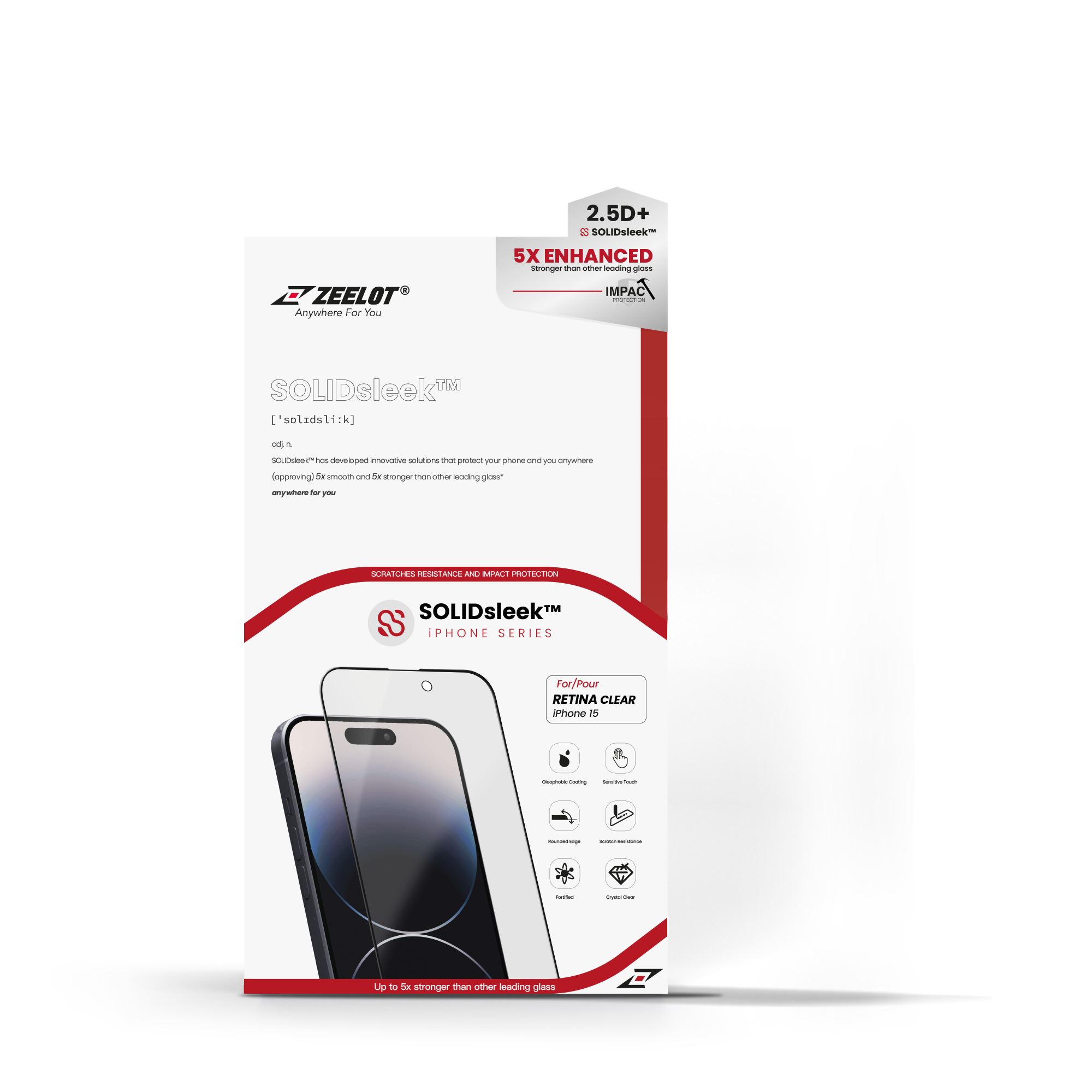 Cường Lực Trong Suốt Zeelot Dành Cho iPhone 15 Pro Max / 15 Pro / 15 Plus / 15, Zeelot SOLIDsleek Clear - HÀNG CHÍNH HÃNG