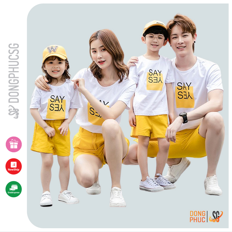 Áo gia đình 3/4/5 người mẫu SAY YES thun cotton dày dặn làm đồ đôi mẹ và bé đồng phục gia đình hội nhóm | DONGPHUCSG