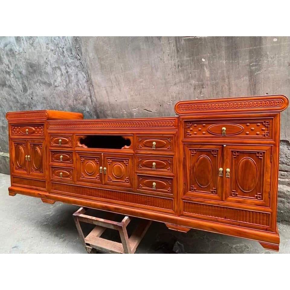 Kệ tivi mõ lõm cánh trơn gỗ hương đá cực chất