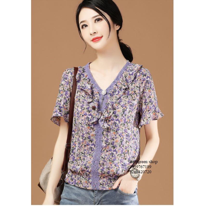 Nh420720-ÁO KIỂU BÈO HOA VIỀN REN