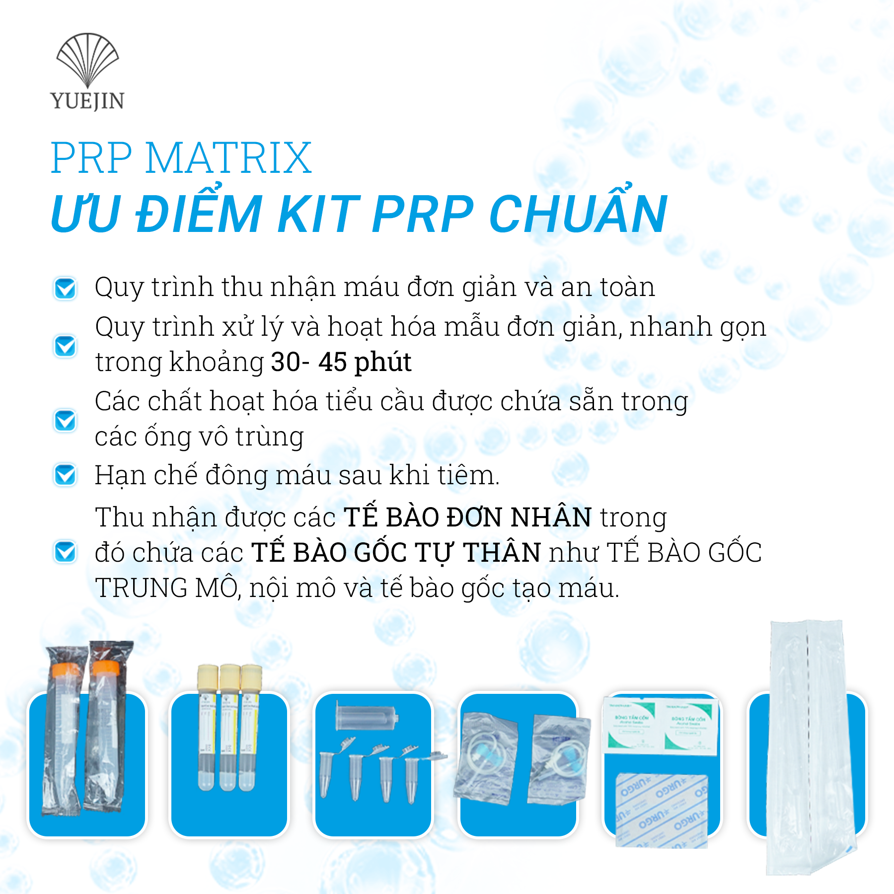 PRP MATRIX - Bộ Kit tách huyết tương giàu tiểu cầu 18 món - Yuejin