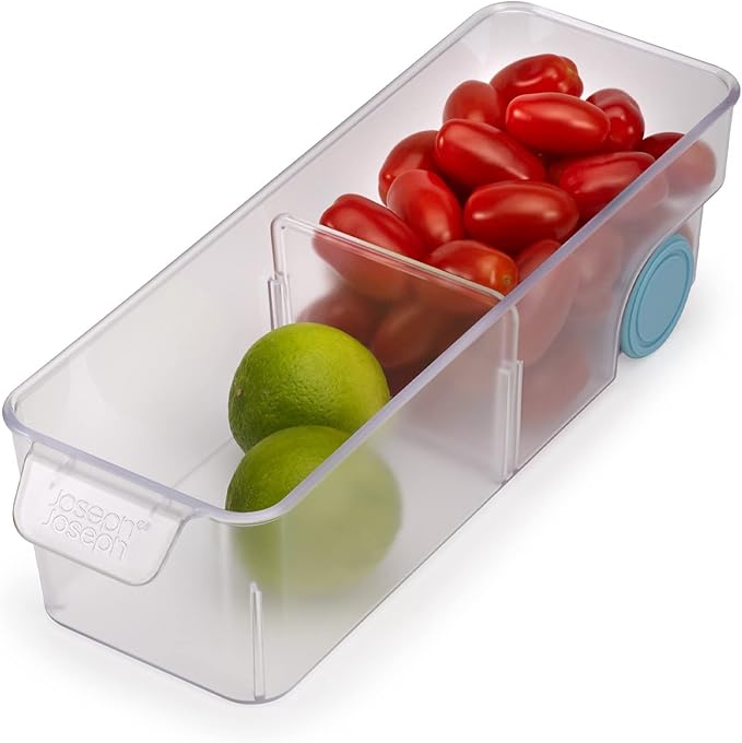 Khay chứa đồ 2 ngăn nhỏ Joseph Joseph 851662 FridgeStore Small Storage Bin có bánh lăn