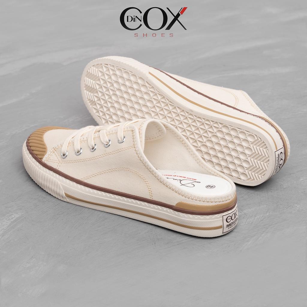 Giày Sục Đạp Gót Mules Vải Sneaker Unisex Tăng Chiều Cao 4cm DINCOX E10 Off/white - 41