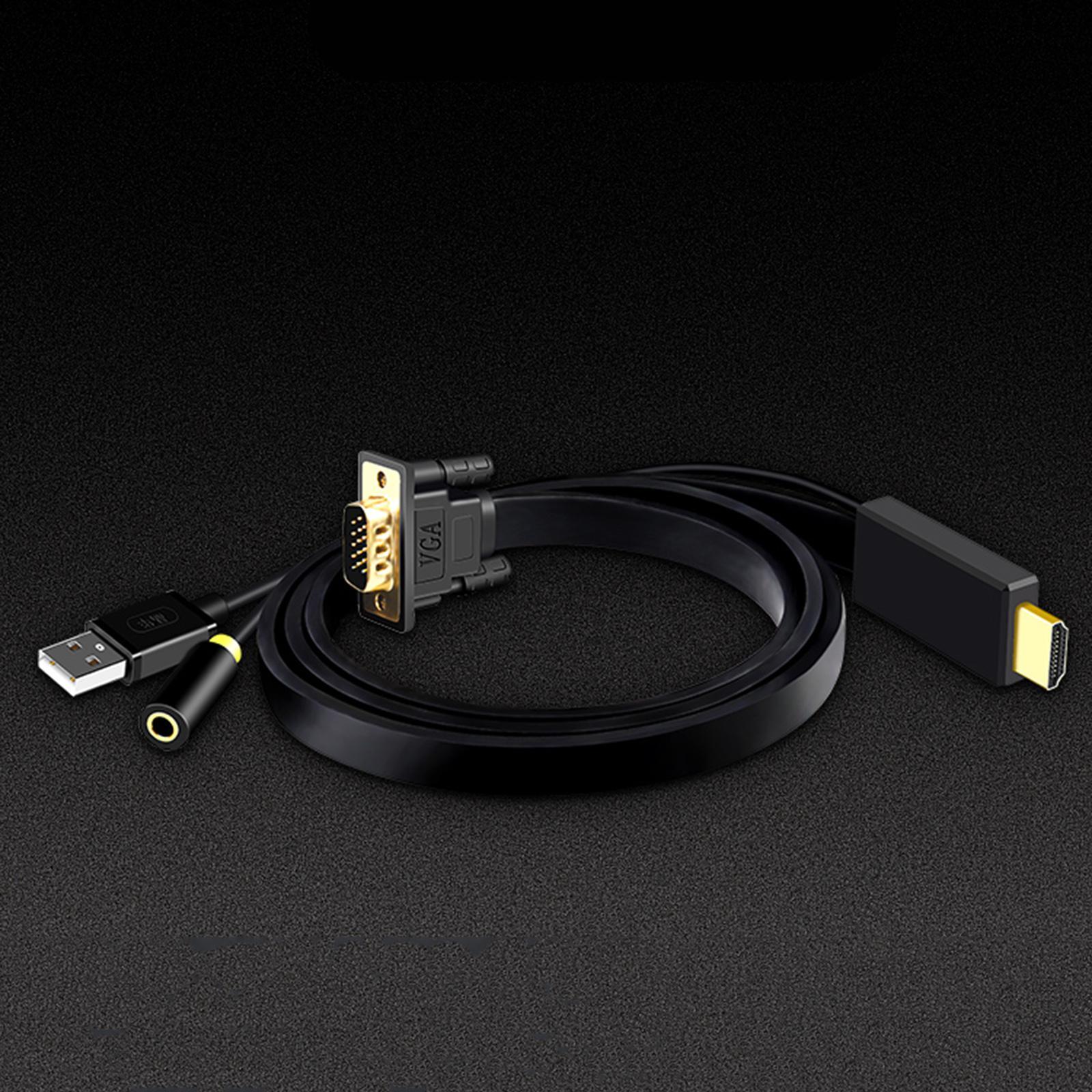 To VGA Cable 1080P with Audio Adapter for Monitor Desktop
