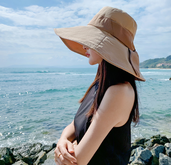 Mũ rộng vành thắt nơ phong cách Hàn, nón chống nắng vành to thời trang