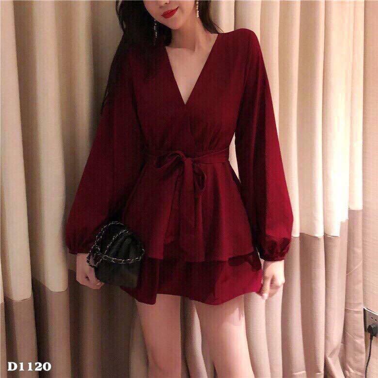 JUMPSUIT NỮ ĐẸP XÒE 2 TẦNG ĐỎ ĐEN || ZOMI