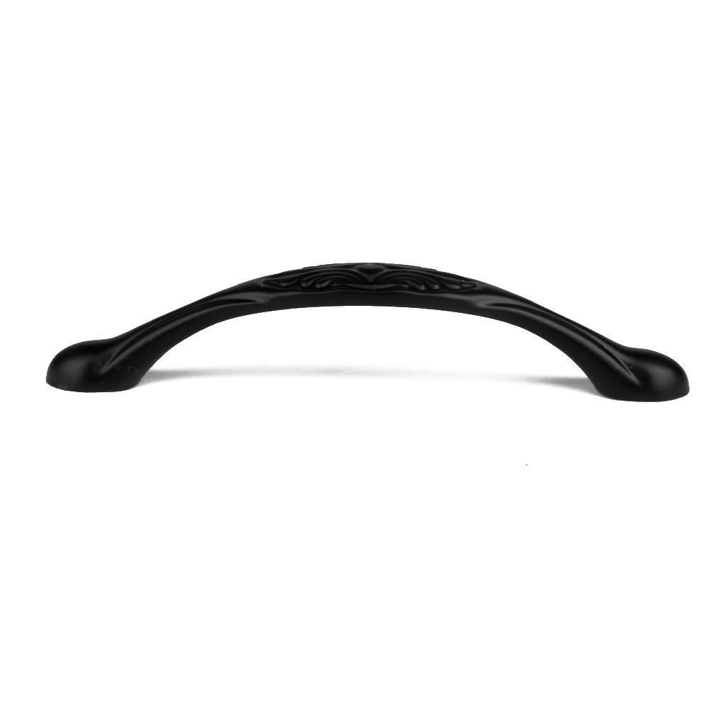 12.3 x 1.7cm Cabinet Door Drawer Bin Handle Pull Knob Hardware Black