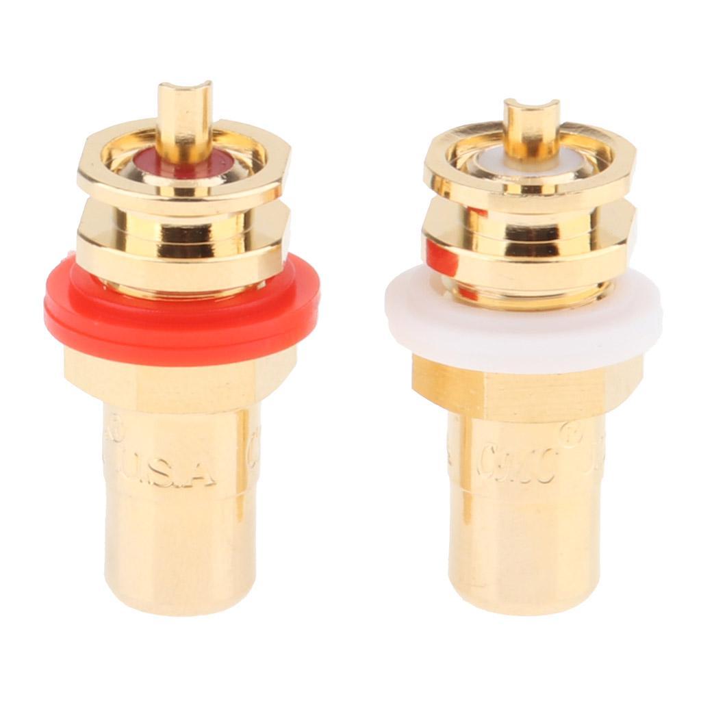 Pair RCA Female Socket Connector Chassis Panel Mount Adapter RCA Plug