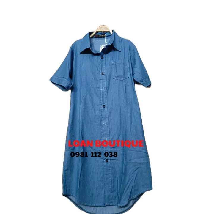 VÁY JEAN SUÔNG VẠT BẦU-Đầm somi jean phom suông rộng