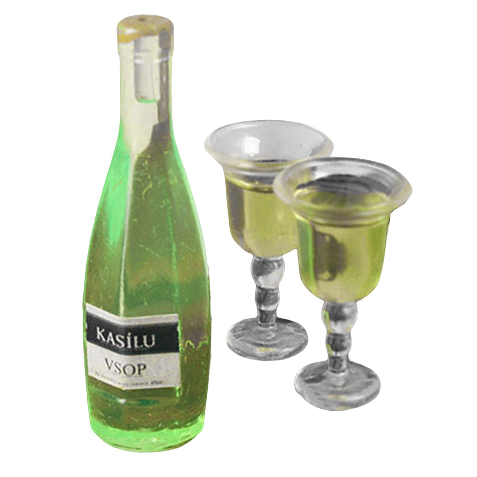 1/12 Scale Dollhouse Miniature  Bottle with  Cups for Dining Room