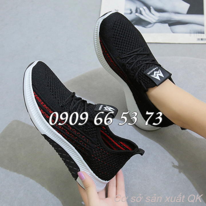 Giày sneaker Nữ kẻ sọc, đế khoan phối màu - Giày thể thao, giày đi bộ – Mã số 1830