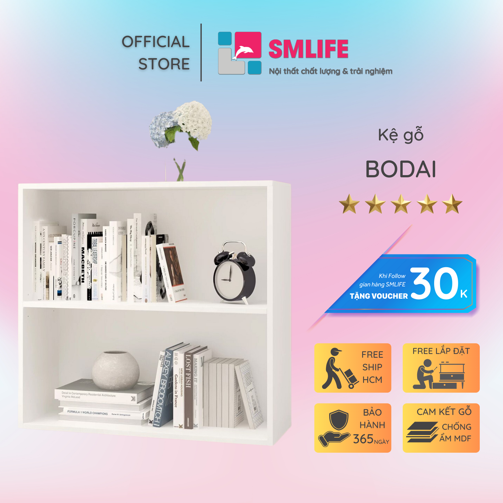 Giá sách thiết kế độc đáo SMLIFE Bodai