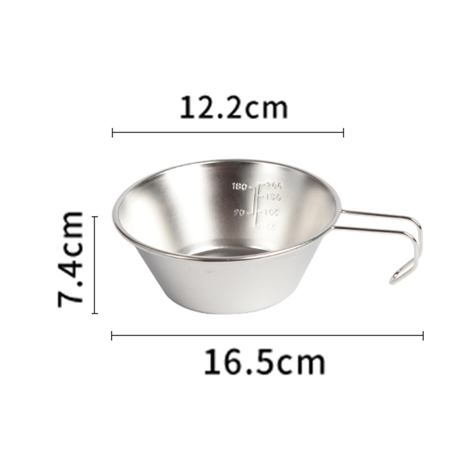 Stainless Steel Camping Bowl Outdoor Cookware with Folding Handle Utensil for Picnic Hiking BBQ Barbecue Travel