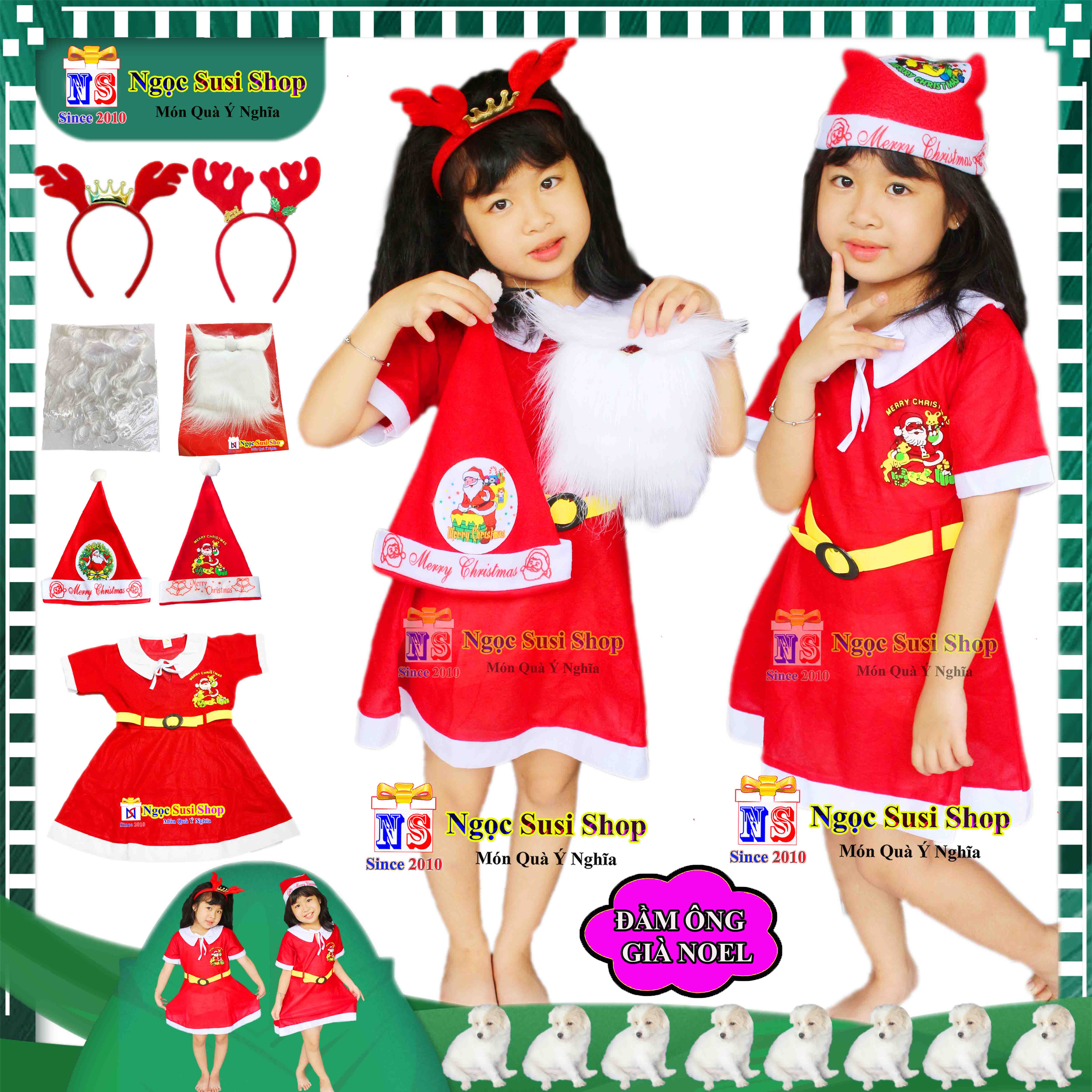 BỘ ĐỒ ĐẦM ÔNG GIÀ NOEL CHO BÉ GÁI TỪ 1 - 10 TUỔI CHẤT VẢI NỈ - TRANG PHỤC  NOEL GIÁNG SINH CHO BÉ GÁI RẤT ĐẸP CHỤP ẢNH