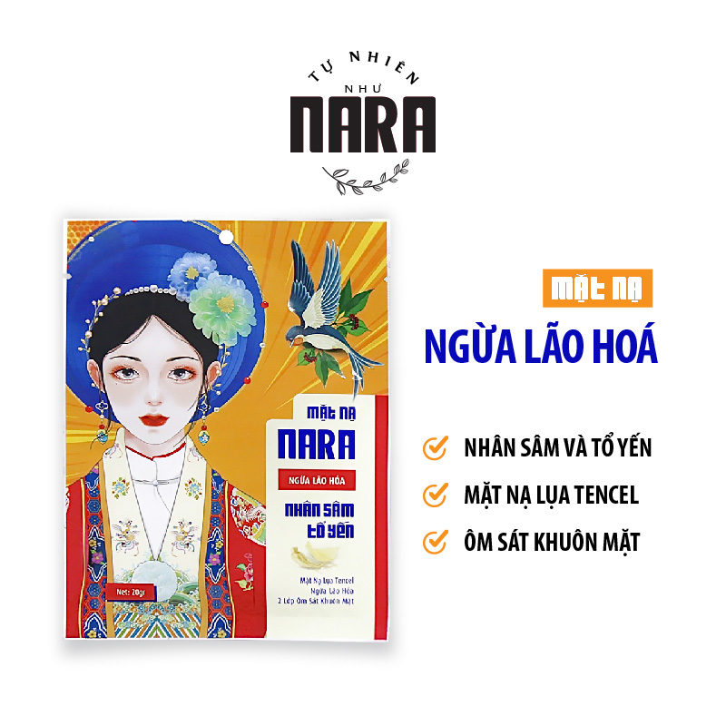 MẶT NẠ NARA NGỪA LÃO HOÁ chiết xuất nhân sâm - tổ yến