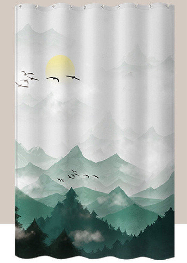 Rèm Vải Khoen Lỗ, Khoen Ri Đô, Rèm Dán NÚI XANH Vải Dày Khả Năng Chống Nắng Cao