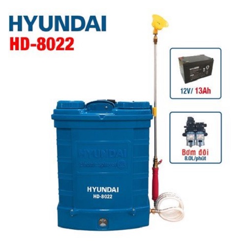 Bình xịt điện HYUNDAI HD-8022 (20L, 12AH, bơm đôi)