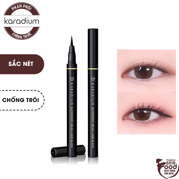 Kẻ Mắt Nước Chống Trôi, Sắc Nét Karadium Waterproof Brush Liner #Black 0.55g