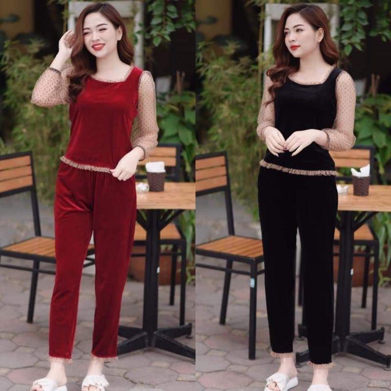 Quần áo bộ nhung sang chảnh cao cấp
