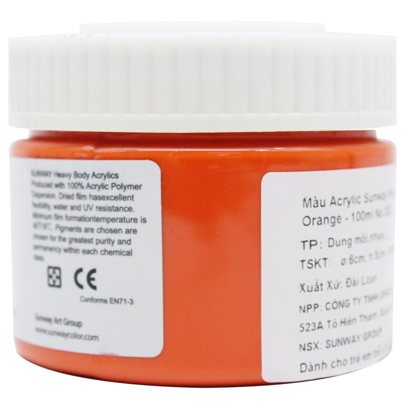 Tuýp Màu Vẽ Acrylic 100 ml - Sunway No.302 - Red Orange