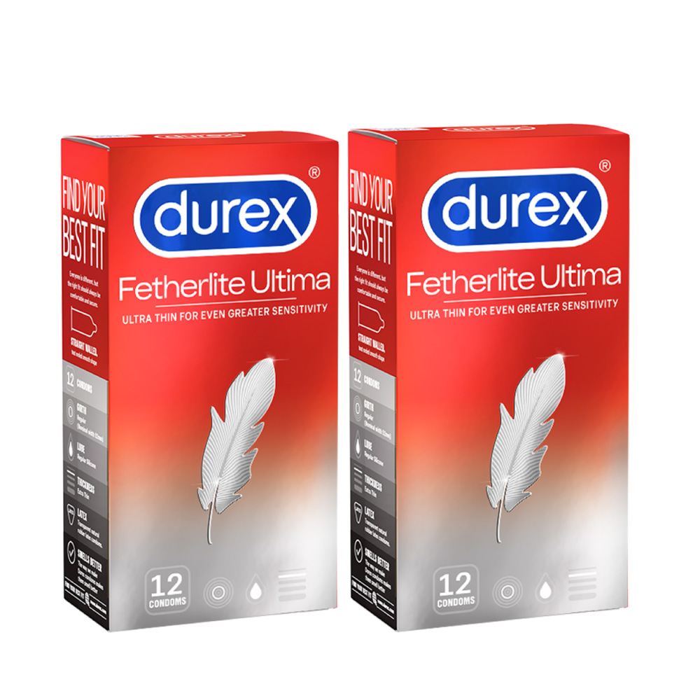 Bộ 2 bao cao su Durex Fetherlite Ultima siêu mỏng, size 52mm, 12 bao/hộp