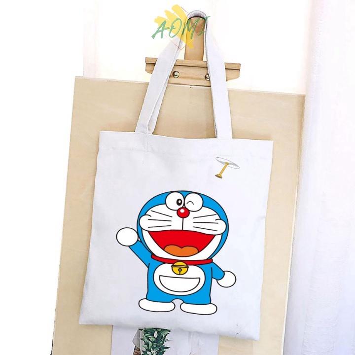 TÚI VẢI MEO MAY ĐORA ĐEO VAI TOTE CANVAS BAG CÓ KHÓA KÉO SIZE LỚN 33x38cm PHONG CÁCH CÁ TÍNH HOT TREND A