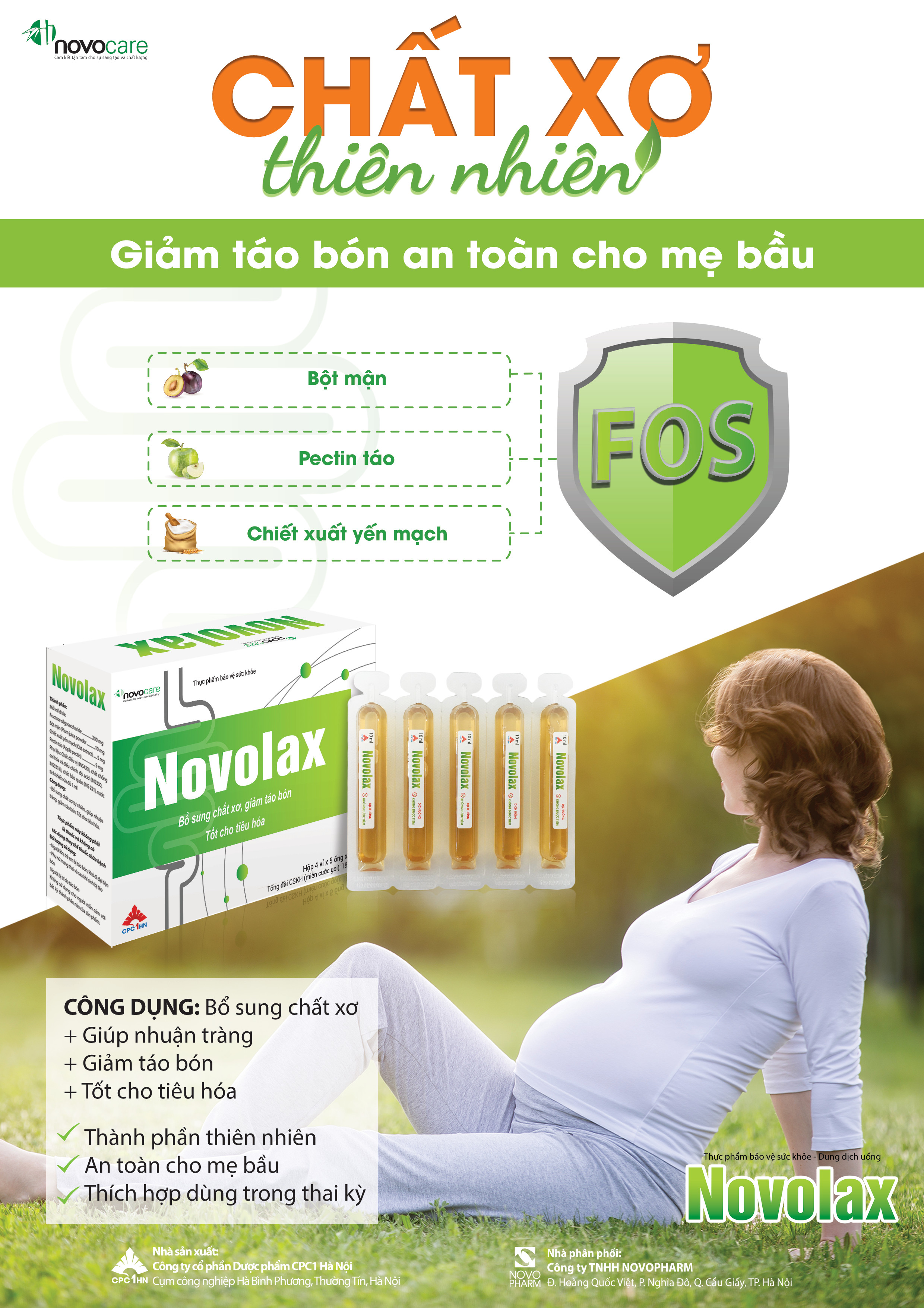 Ống Táo Bón Bà Bầu NOVOLAX Hộp 20 ống- Bổ Sung Chất Xơ Tự Nhiên - Nuôi Dưỡng Hệ Vi Sinh Đường Ruột, An Toàn, Hiệu Quả