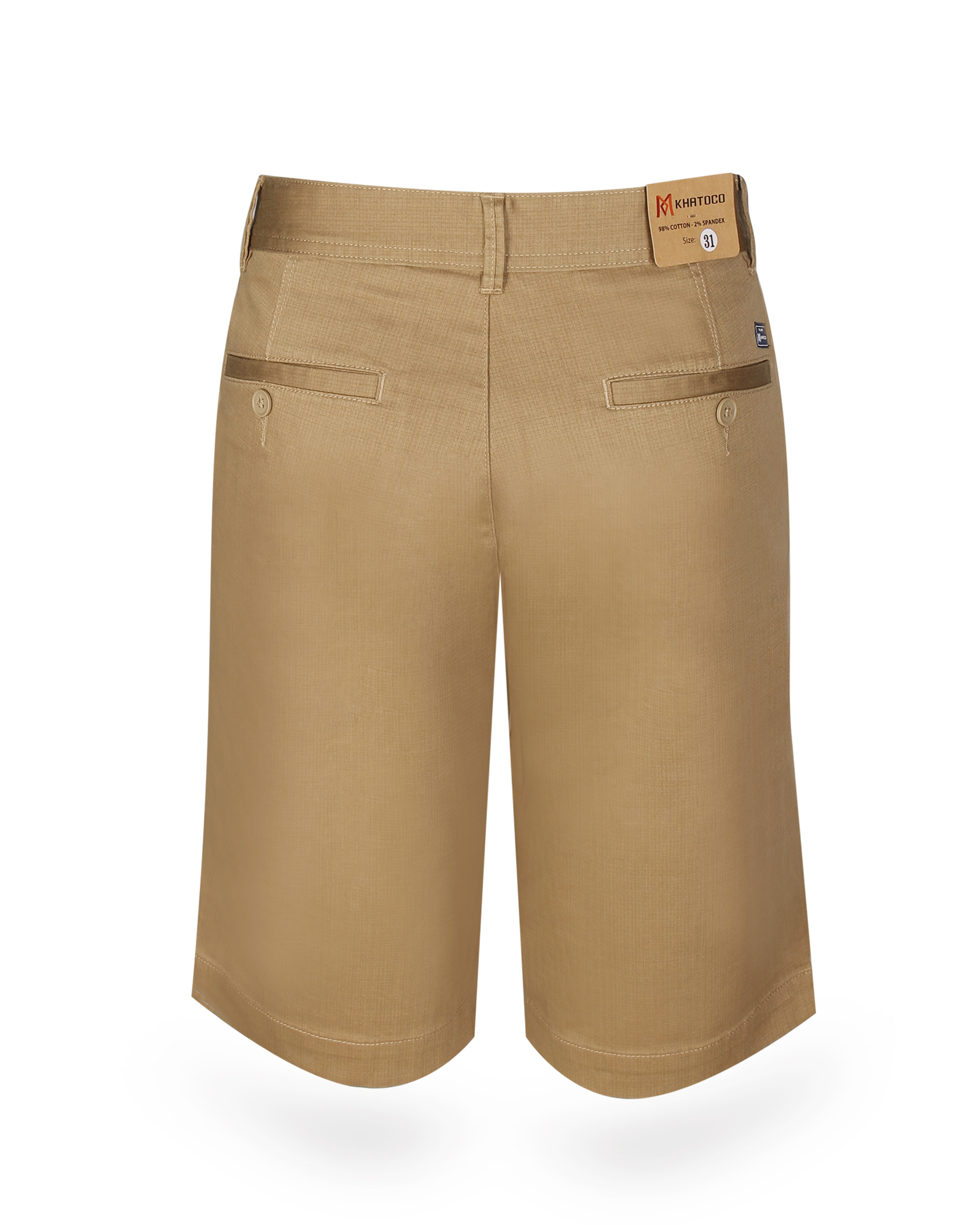 Quần short khaki nam ống đứng màu vàng bò họa tiết  Khatoco Q3M378R0- CNMK001-2103-021