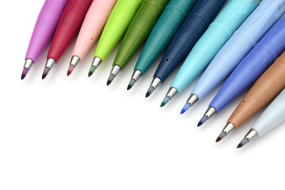 Bút lông viết chữ calligraphy Pentel Fude Touch Brush Sign Pen - Màu xanh tím