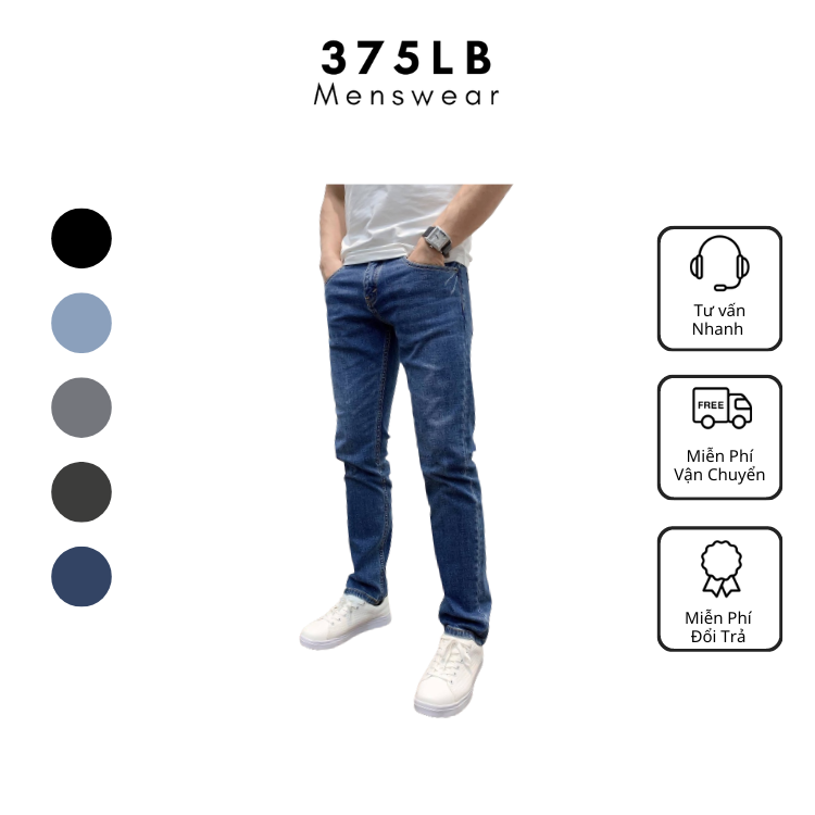 Quần Bò Nam- Quần Jeans nam Dài 375Lbstore chất Cotton Denim Cao Cấp, kiểu dáng thời trang phù hợp đi làm, đi chơi, đi học