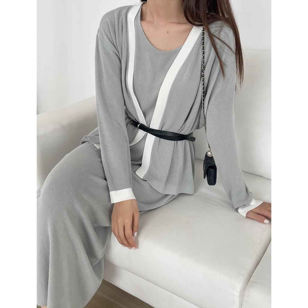 Set váy áo cardigan len mỏng Hàn Quốc