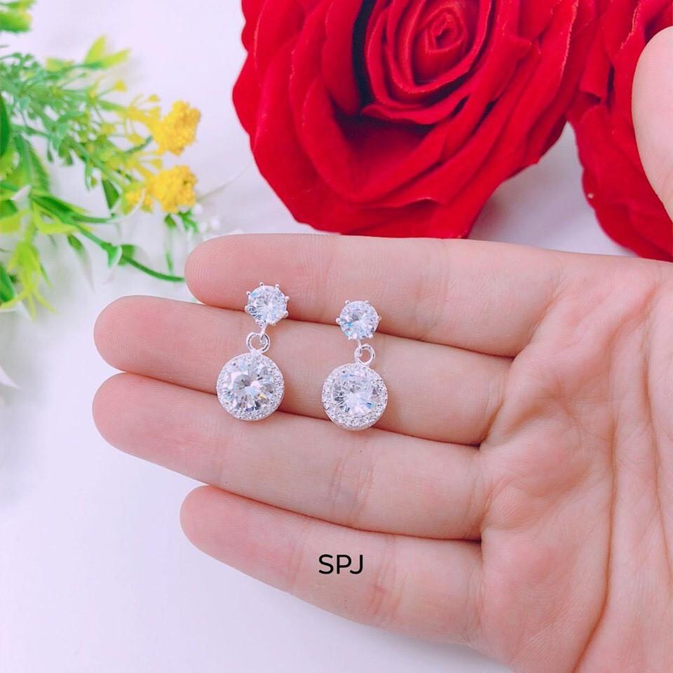 BÔNG TAI BẠC TA ĐÁ TRÒN SANG CHẢNH -
