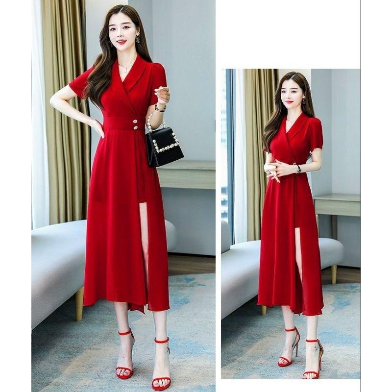 ĐẦM XÒE CỔ VEST XẺ TÀ