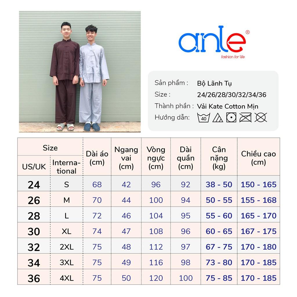 Đồ lam đi chùa Bộ Lãnh Tụ Nam Nữ, Pháp phục Quần áo đi chùa vải Kate thoáng mát kín đáo - Anle Store