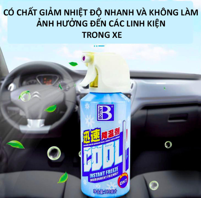 Xịt lạnh, bình xịt làm lạnh tức thì ô tô, xe máy Freeze Cool - Kích thước 15 x 5.2 x 5.2 cm - Hương bạc hà - Làm lạnh nhanh, khử mùi hiệu quả