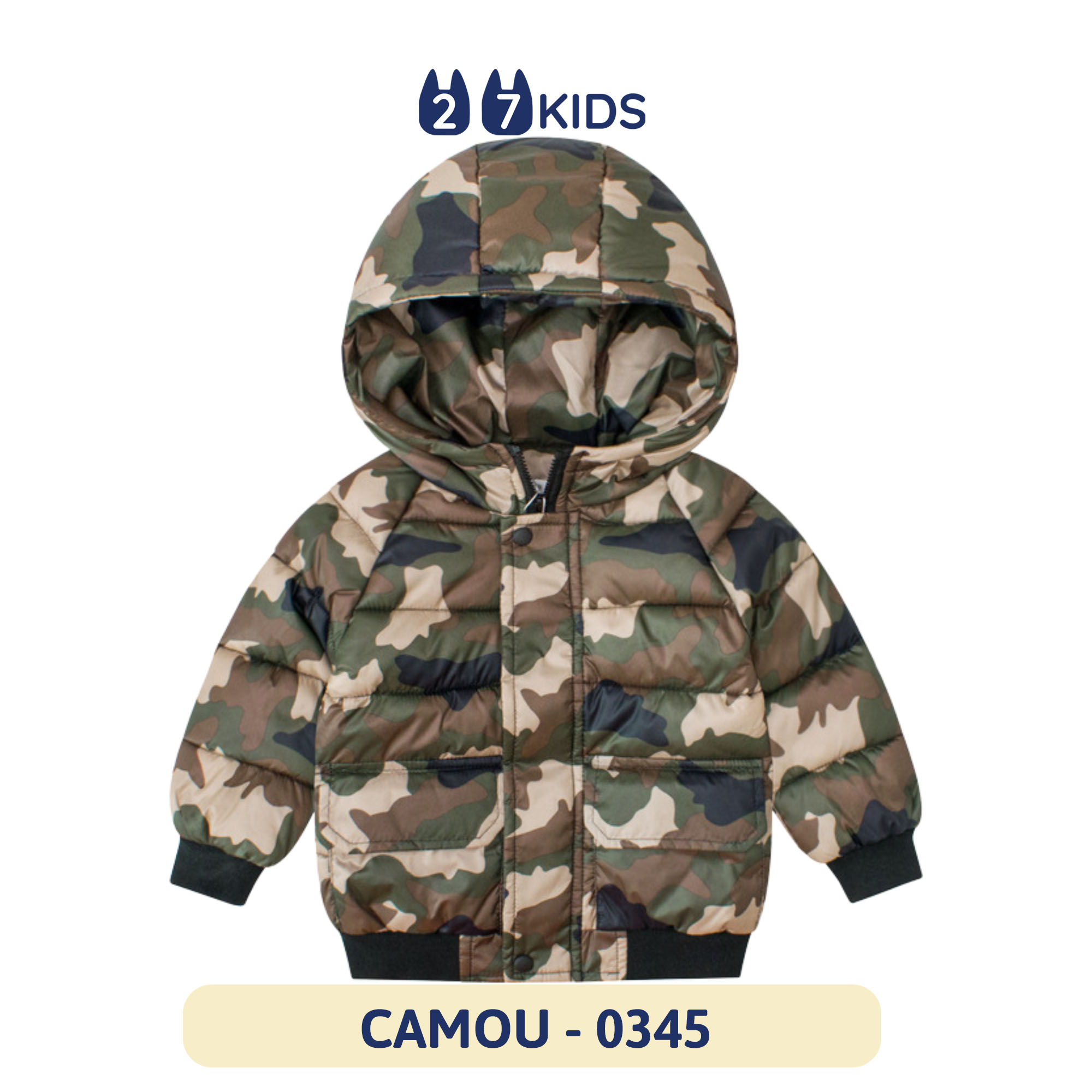 Áo khoác bé trai dài tay 27Kids áo phao họa tiết rằn ri camo nam cho trẻ từ 2-10 tuổi BLCO4