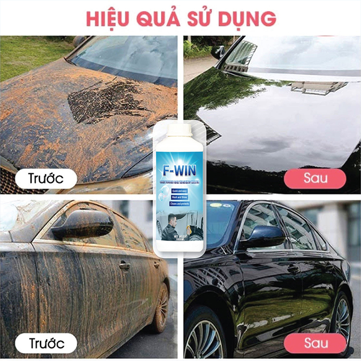 Dung Dịch Rửa Xe F-Win 750ml Rửa Xe 1 Chạm One Touch Clean - Nước Tẩy Rửa Xe Bọt Tuyết Chăm Sóc Xe Máy Ô Tô