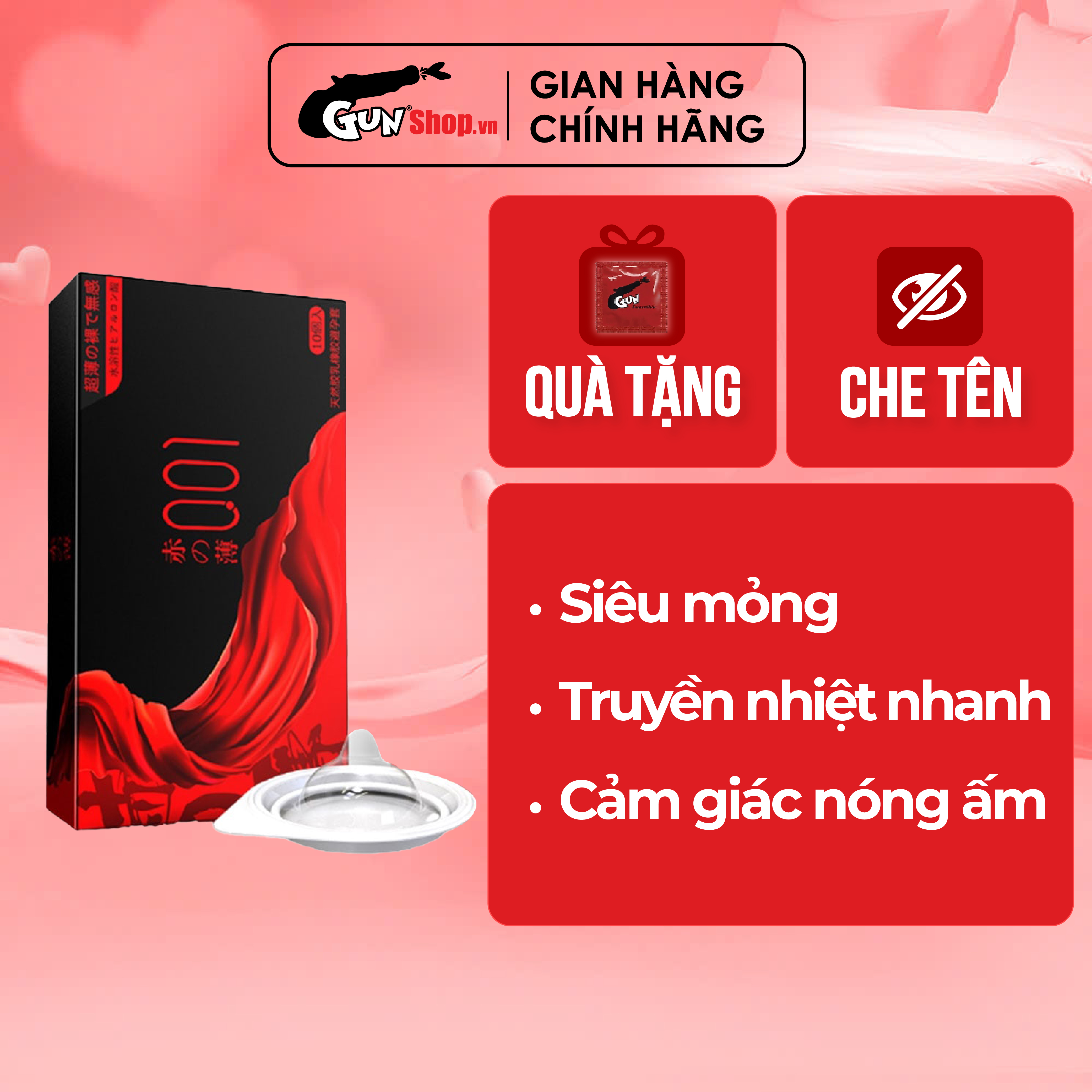 Bao cao su OLO 0.01 Đỏ ống tròn - Siêu mỏng, nóng ấm