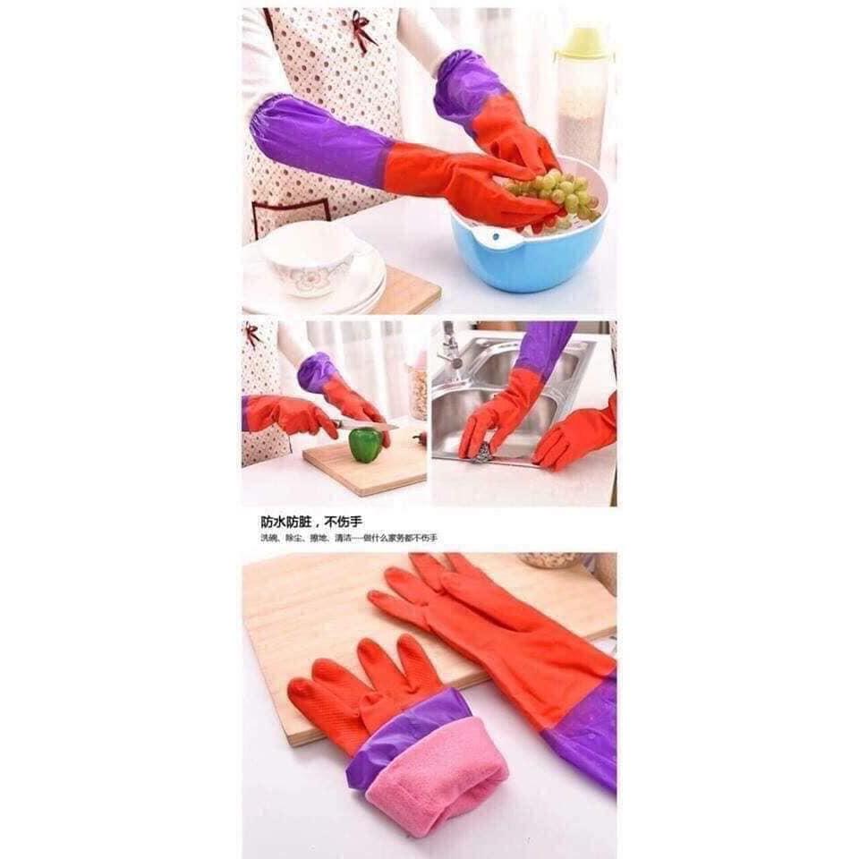 Gang tay rửa bát cao su lót nỉ