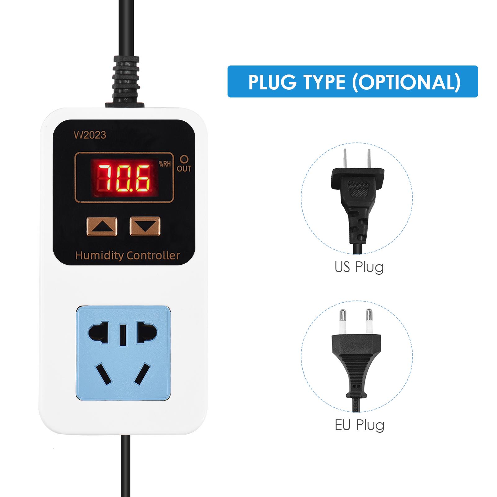 110-220V 10A 1500W Bộ điều khiển độ ẩm điện tử Công tắc điều khiển độ ẩm màn hình kỹ thuật số thông minh có cảm biến Công tắc điều khiển độ ẩm treo tường Ổ cắm