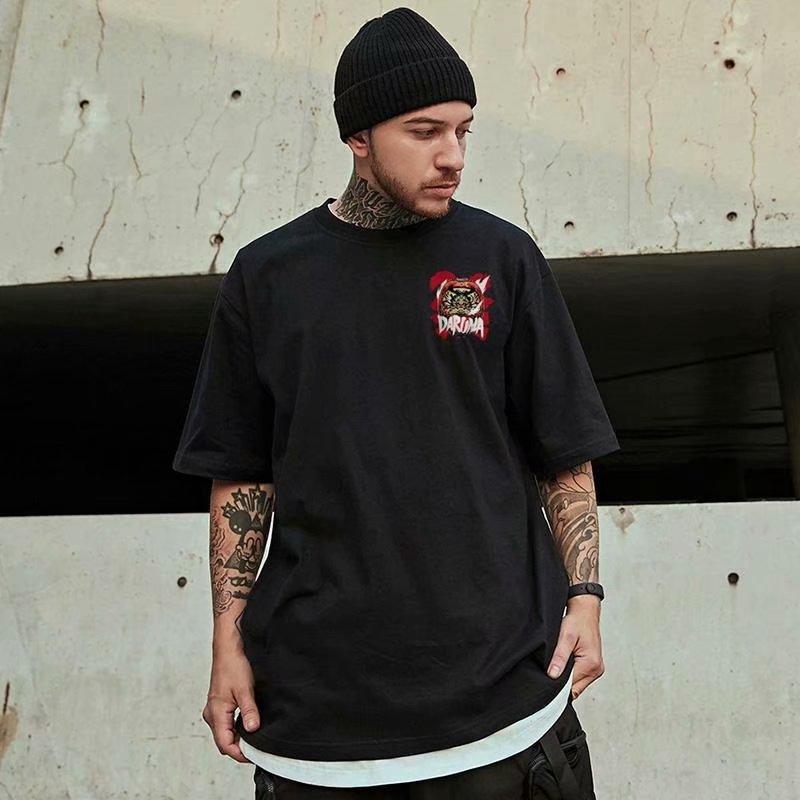 Áo thun tay ngắn form rộng chất cotton phong cách Harajuku năng động cho nam