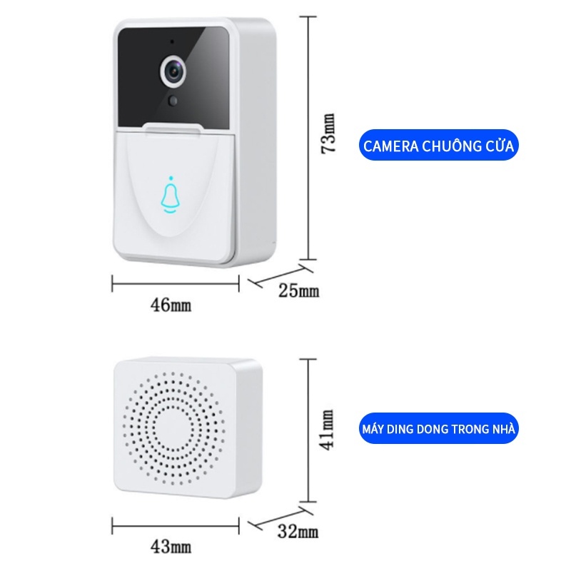 Chuông Cửa Có Camera Thông Minh X3 Kết Nối Không Dây, Chuông Cửa Thông Minh Bảo Vệ An Ninh Gia Đình