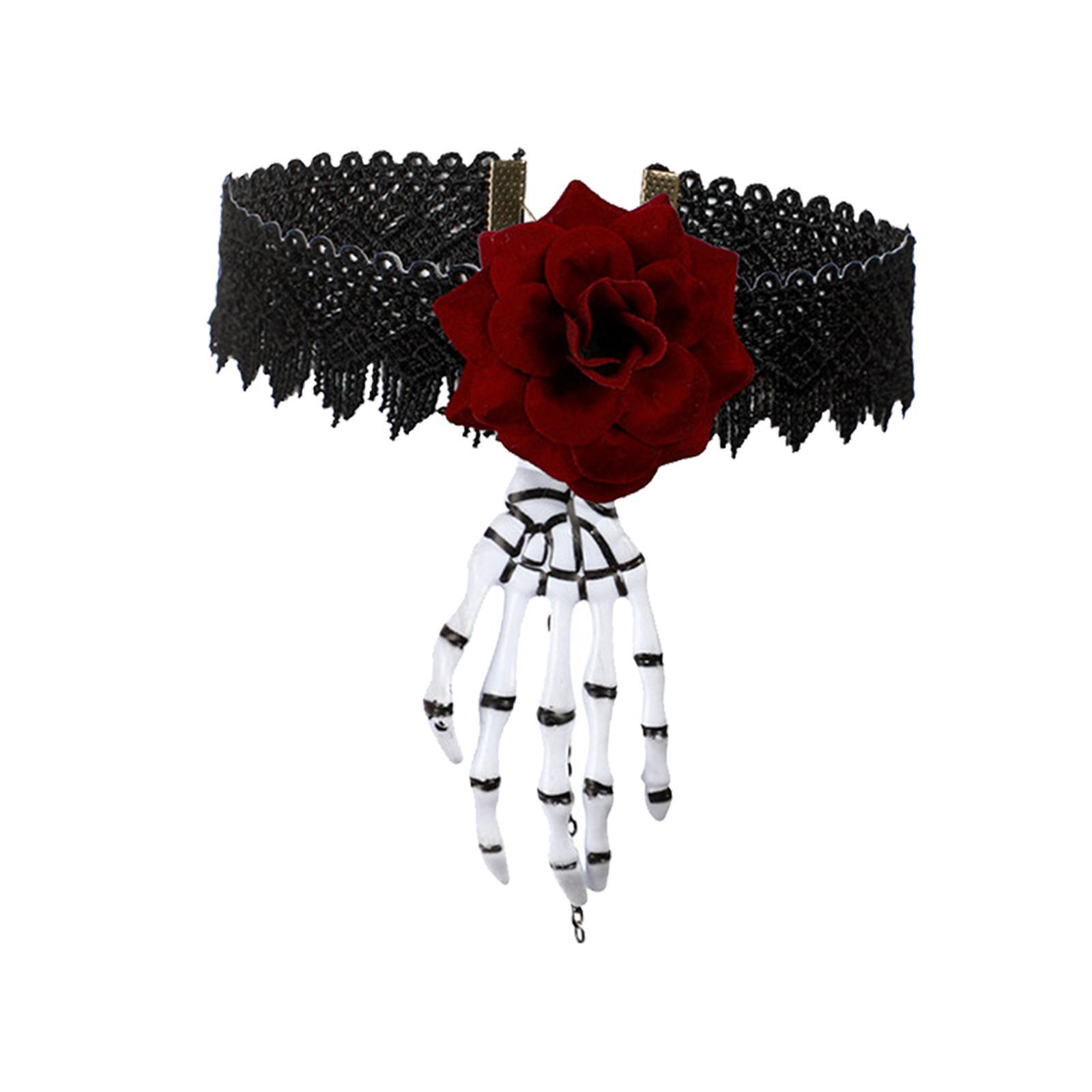 Punk Style Necklace Halloween Pendant Necklace Halloween Gifts Makeup Jewelry Retro Style Lace Neck Chain for Holidays Halloween Prom