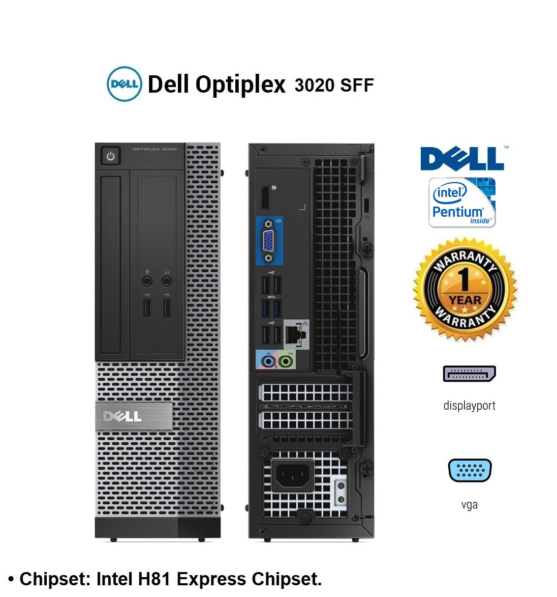 Máy tính đồng bộ Dell Optiplex 3020 SFF Văn Phòng (Chip pentium/i3/i5/i7 thế hệ 4)