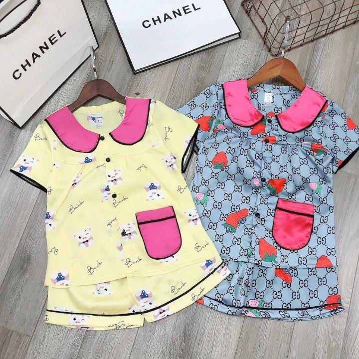 Bộ pijama bé gái size 20-40kg vải lụa