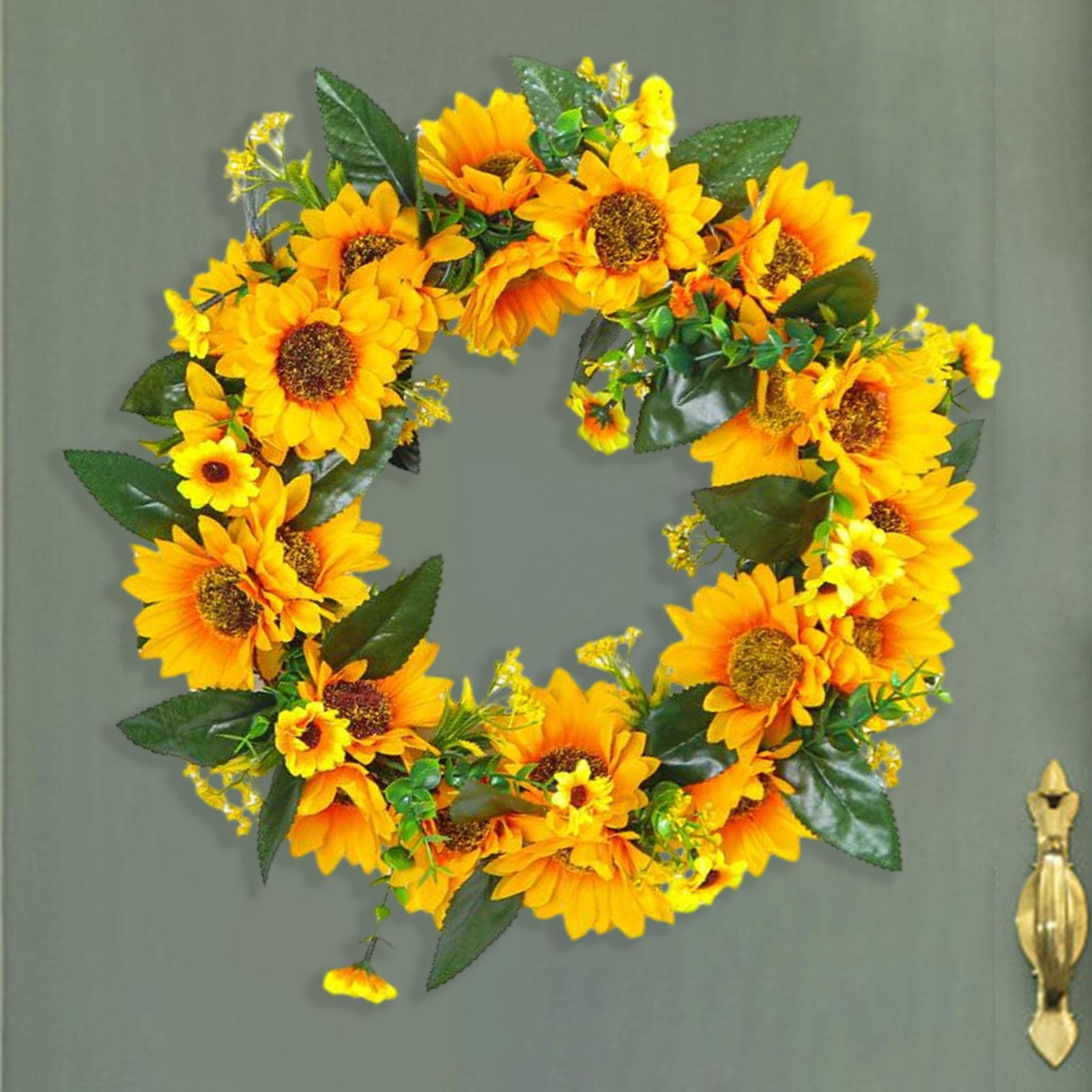 Wreath Rattan Hoop 40cm Front Door Wreath Artificial Flower Wreath